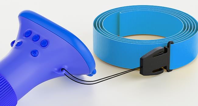 Series of images showing a bright blue can opener or lid removal tool from different angles against a white background.