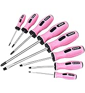 FASTPRO 8-Piece Pink Magnetic Screwdrivers Set with 4 Phillips and 4 Slotted Tips, Precision Scre...