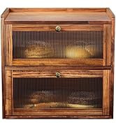 Bread Box for Kitchen Countertop Wooden Bread Storage Container Bin 2 Layer Corner Breadbox Large...