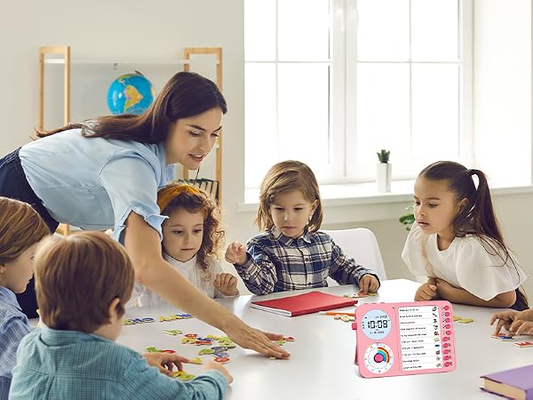 3 in 1 Visual Timer ADHD Tool Kids Adults Task Schedule Chore Planning Board Home White pink blue