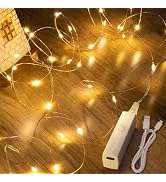 16FT Lipstick Rechargeable Fairy Lights, Twinkle Lights Battery Operated, Mini Indoor LED String ...