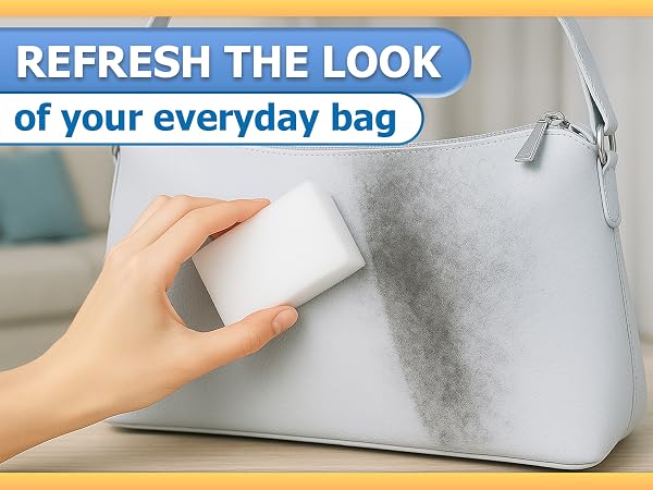 Multi-purpose magic sponge safely details car dashboard, leather and vinyl interior surfaces