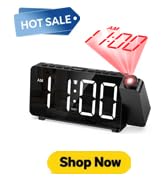 Ankilo Projection Alarm Clocks for Bedrooms, Large LED Display Digital Clock with 180° Rotatable ...