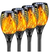 SANJICHA 4 Pack Super Larger Size Solar Flame Torch Extra Bright Solar Lights Outdoor Decorative ...