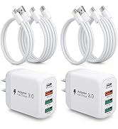40W USB C Charger Block, OKRAY 4-Port Type C Fast Charging Wall Plug | 2Pack PD+QC Multiport Powe...