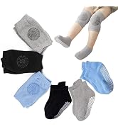 Little World Baby Knee Pads for Crawling - 3 Pack Anti-Slip Unisex Baby Knee Protectors (Blue/Bla...