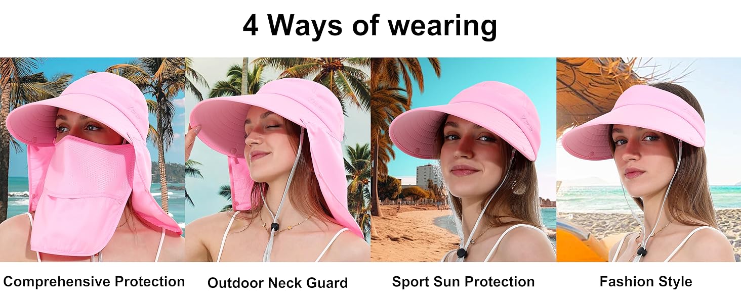 sun hat women packable protection girl visor wide brim outdoor cap large