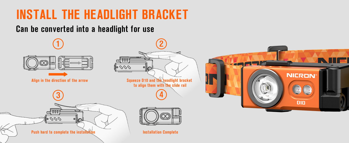 Includes a headlamp strap, easily transforming it into a headlamp.