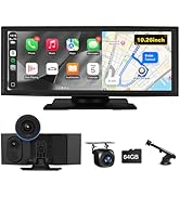 Stihoze 10.26'' Wireless Carplay Screen for Car with 4K Dash Cam & 1080P Backup Camera, Apple Car...