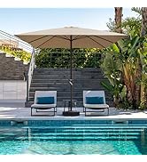 JEAREY 10x10 ft Square Patio Umbrellas Outdoor Table Market Umbrella w/Crank, 8 Sturdy Ribs, UV P...