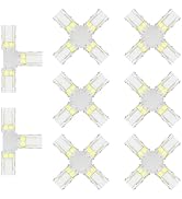 MIWISE 8mm Connectors Kit for 2-Pin COB LED Strip,2pcs T-Shaped Connectors,6pcs Cross Connectors,...