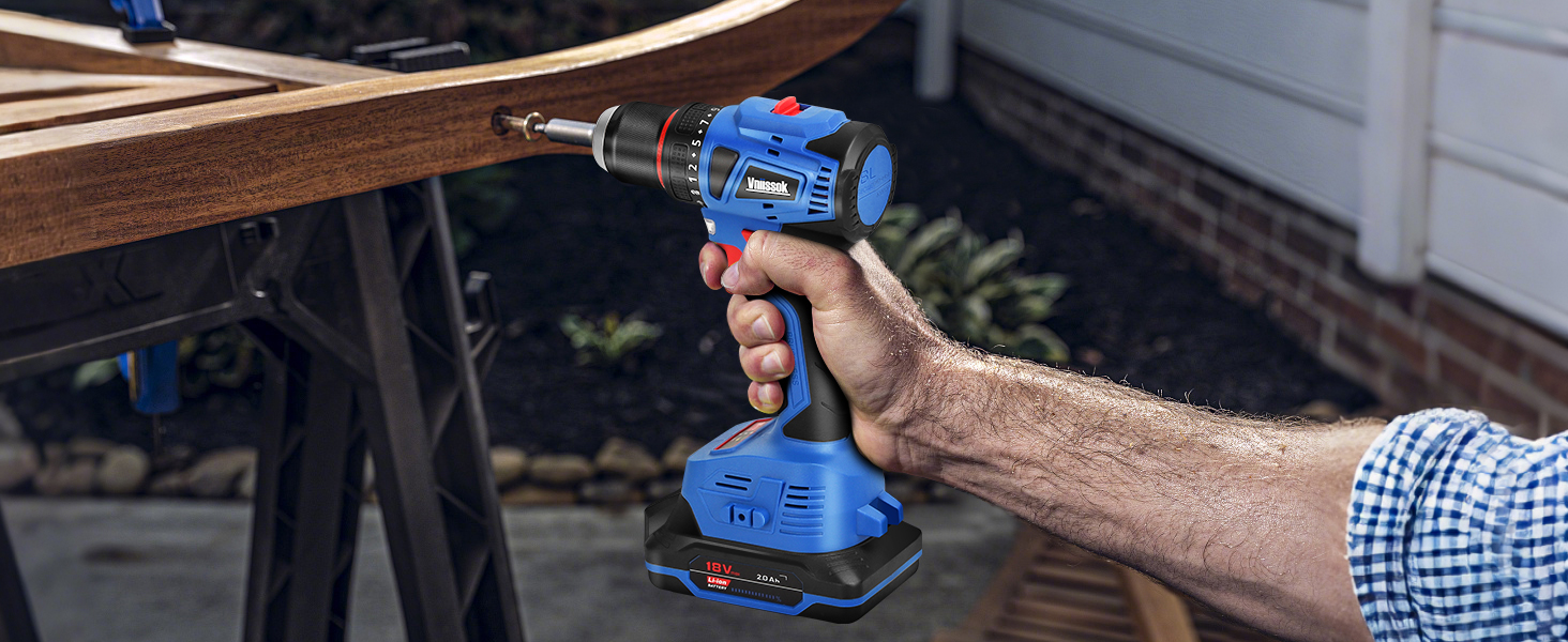 Cordless Drill Set, 3/8" Keyless Chuck, Electric Power Drill with 2.0Ah Battery and Charger