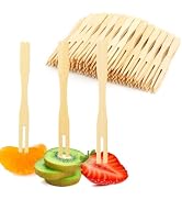 600PCS Bamboo Appetizer Forks, 3.5 Inch Mini Bamboo Forks for Charcuterie Boards Accessories, Woo...