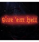 Give Em Hell Neon Sign,Trendy Neon Wall Decor, Dorm Apartment Theme, Funny Girl Power Sign, Gothi...