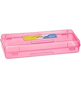 Enday Pencil Box Pink, Plastic Pencil Case, Multipurpose Storage Long Ruler Length Utility Box Or...
