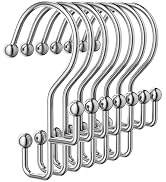 Goowin Shower Curtain Hooks, Silver Shower Curtain Hooks Rust Proof, Anti-drop Metal Shower Curta...