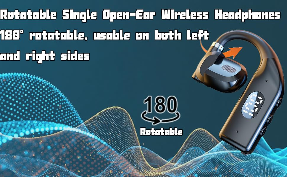 180° rotatable,Rotatable Single Open-Ear Wireless Headphone,usable on both left and right sides