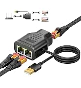 Snowkids Ethernet Splitter 1 to 2 High Speed 100Mbps, RJ45 Ethernet Splitter[2 Devices Simultaneo...