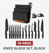 EverCook 18-Piece Knife Block Set, Stainless Steel Kitchen Knives with Nonstick Coating, Hollow-G...