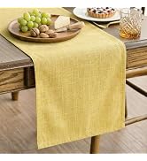 Q&J Fabric Co. Linen Look Table Runner, 13 x 72 Inch Double Layer-Stitched Table Banner Washable ...
