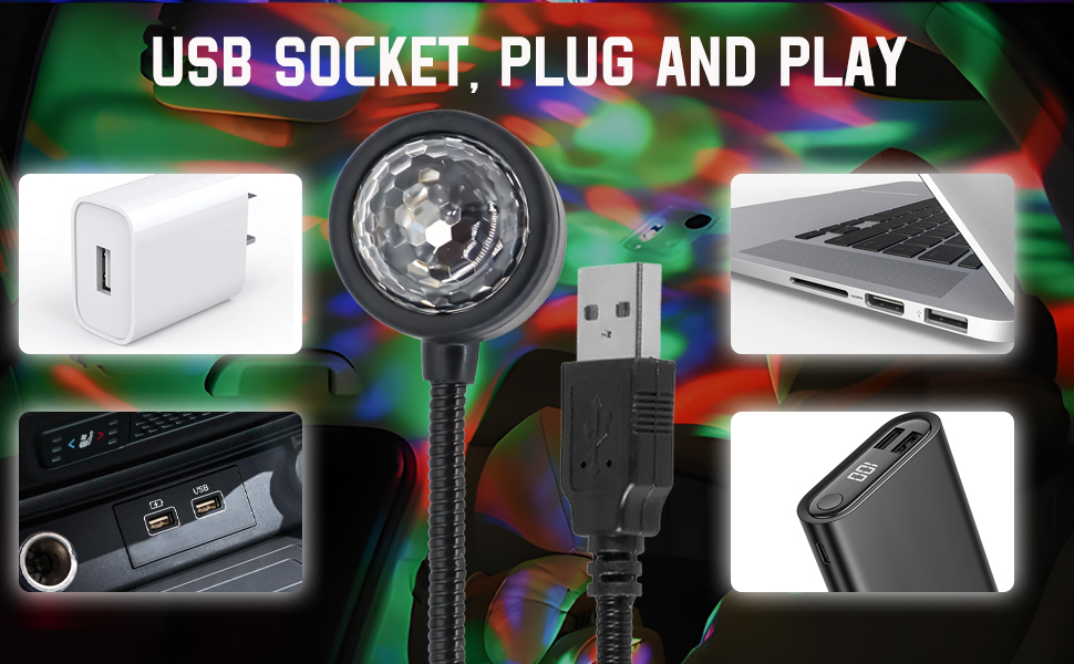 The projector is a USB socket direct plug that can be charged