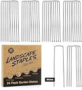 Joyhalo 6 Inch 24 Pack Landscape Staples 11 Gauge Galvanized Garden Staples, Heavy Duty Landscape...