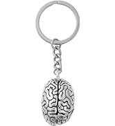 Silver Anatomical Brain Keychain Brain Organ Pendant 3D Neurologist For Key Holder For Doctor Wom...