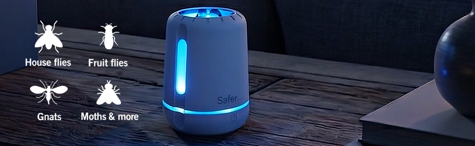 safe home cordless flying insect trap uses light to attract house flies, fruit flies, moths, gnats