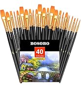 BOSOBO Paint Brushes Set, 4 Pack 40 Pcs Round Pointed Tip Paintbrushes Nylon Hair Artist Acrylic ...