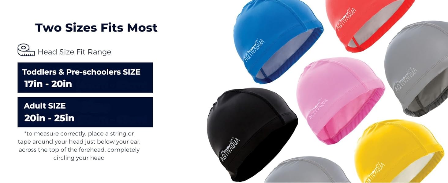 Sizing Chart Spandex Swim Cap Comfortable Swimming Cap for Women Men Adult and Kids