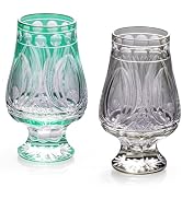 KAMMAK Crystal Snifter Glass Set of 2 - Hand Blown Stemmed Whiskey Glass for Bourbon-6oz, Colored...