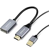 ELUTENG HDMI to DisplayPort Adapter 4K@60Hz with USB Power HDMI Male to DP Female Converter Cable...