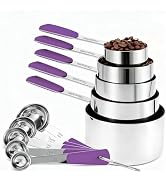 Bopei Measuring Cups and Spoons Set Stainless Steel 10 Piece for Cooking and Baking (5 Cups + 5 S...