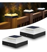 vighep 2 Pack Solar Post Cap Lights Outdoor – 4x4 Fence Post Light with 3 Color Modes, Waterproof...