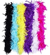 Max Fun 6PCS Colorful Party Feather Boas Bulk for Women Girls 6.56ft for Mardi Gras Party Decorat...