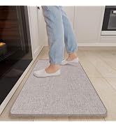 Naoloture Non Slip Kitchen Rugs Mat Washable Linen-Like Thin Kitchen Mats for Floor, Rubber Backi...