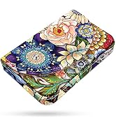 xiviers Business Card Holder,PU Leather Business Card Case Color Printing Pattern Card Holder Wal...