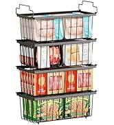 4 Pack Freezer Organizer Bins(14.6‘’L X 7.1‘’W X 5.2‘’H) for 7 Cu.FT Deep Ches Freezer Sort Froze...