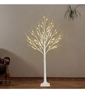1-Pack 4FT Lighted Birch Tree (Higher & Floor Standing), Birch Christmas Tree for Indoor & Outdoo...
