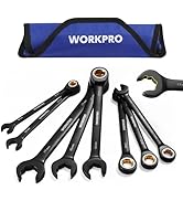WORKPRO 8-piece Anti-Slip Ratcheting Combination Wrench Set with Quick-Slide Open End, 72-Teeth, ...