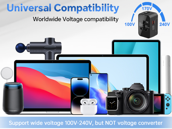 Dual USB ports for faster charging 3A, adapter can charge 3 devices simultaneously.