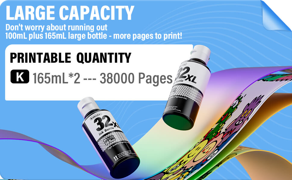 32XL Black Ink Bottle Refill for HP Smart Tank 5000 7301 651 7001 7602 6001 551 5101 7300