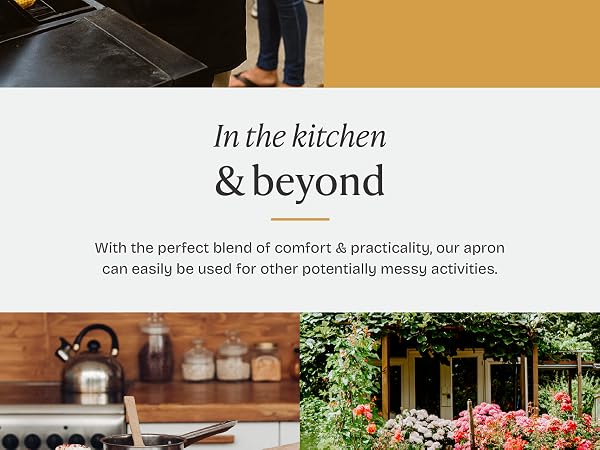 Visuals highlighting the perfect blend of comfort and practicality of the Will Well aprons.