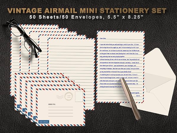 Vintage Airmail mini Stationery Set