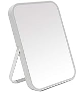 YEAKE Table Desk Vanity Makeup Mirror,8-Inch Portable Folding Mirror with Metal Stand 90°Adjustab...