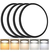 Brightever Black LED Flush Mount Ceiling Light Fixture, 12 Inch 24W, Super Slim 0.67 Inch 3200LM ...
