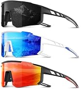 Foliful 3 Pack Polarized Sports Sunglasses Men Women, Running Mens Sunglasses UV Protection for B...