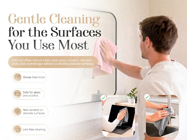 Reusable microfiber cleaning cloth roll for glass, mirrors, and stainless steel