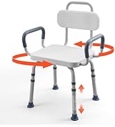 VEVOR Swivel Shower Chair with Arms and Back, 400 lbs Heavy Duty Bench Seat for Inside Shower Sta...