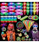 SHQDD 144PCS Glow in the Dark Party Supplies, 12 LED Glasses, 12 LED Light Up Fidget Spinner Brac...
